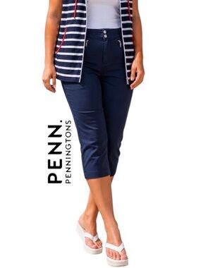 26W Penningtons Cotton Capri Pant with Zip Pockets, Universal Fit